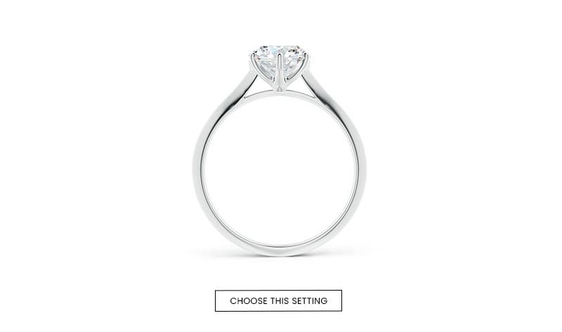 Round Peg-Set Solitaire Knife Edge Plain Shank Engagement Ring