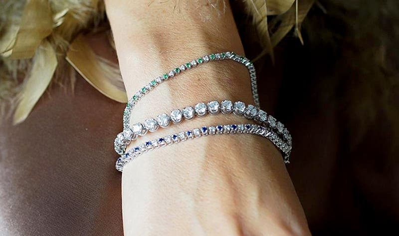 Diamond Tennis Bracelet + Colored Bolo Bracelet