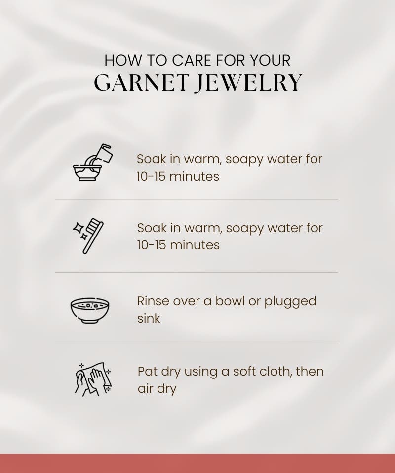 Infographic Care Guide for Garnet Jewelry