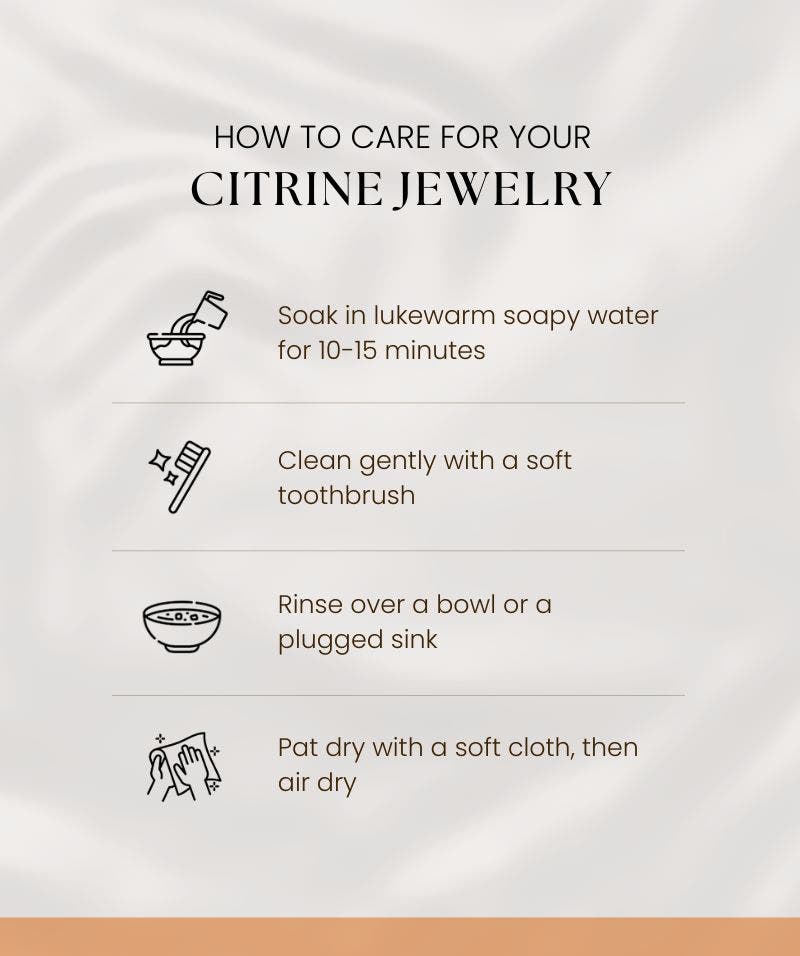 Infographic - care guide for Citrine Jewelry